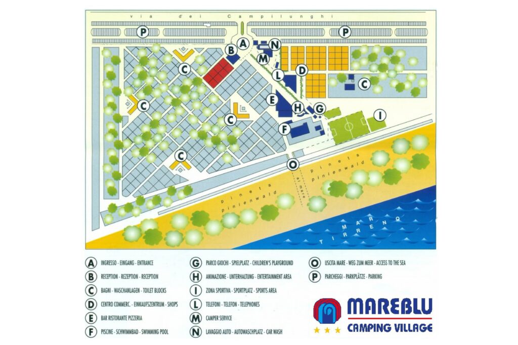 Kaart en plattegrond van Camping Mareblu