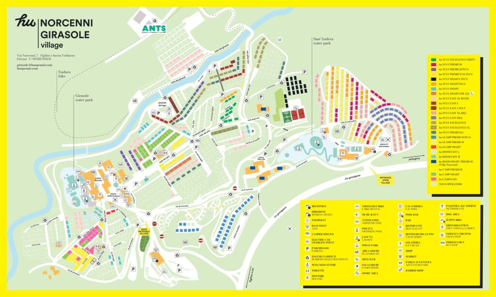 Kaart en plattegrond van Camping Norcenni Girasole Village