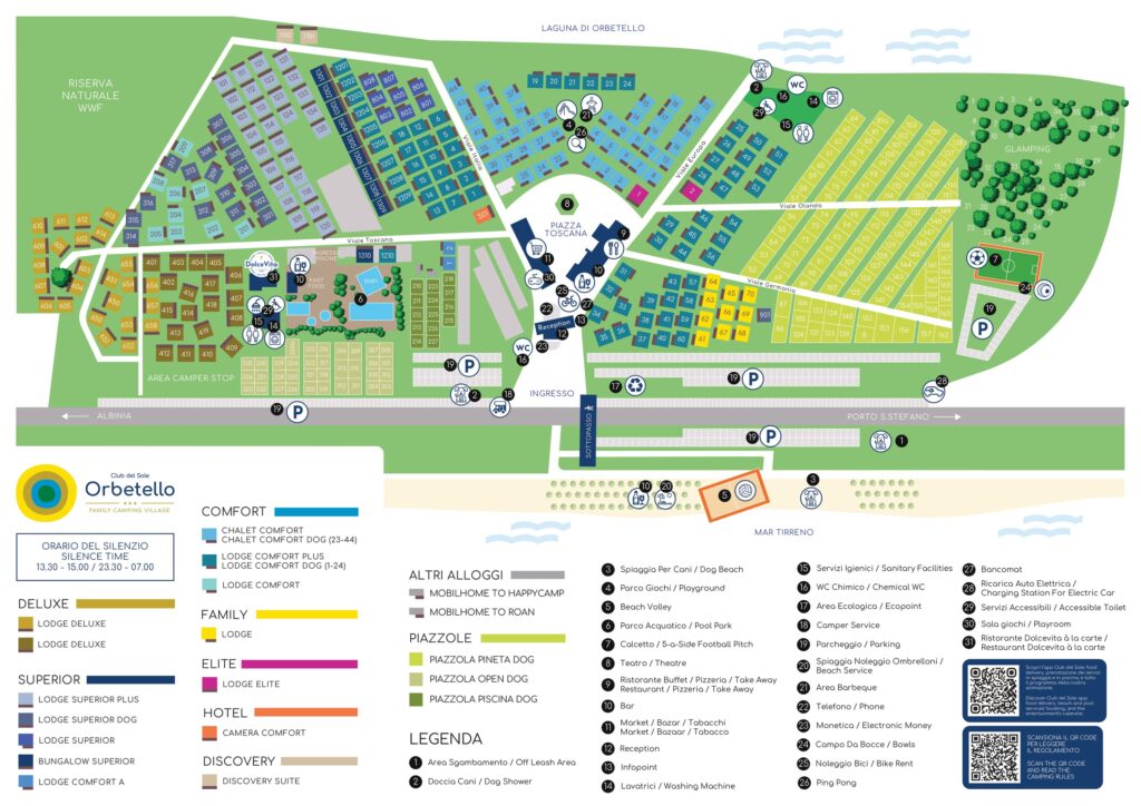 Kaart en plattegrond van Camping Orbetello Village