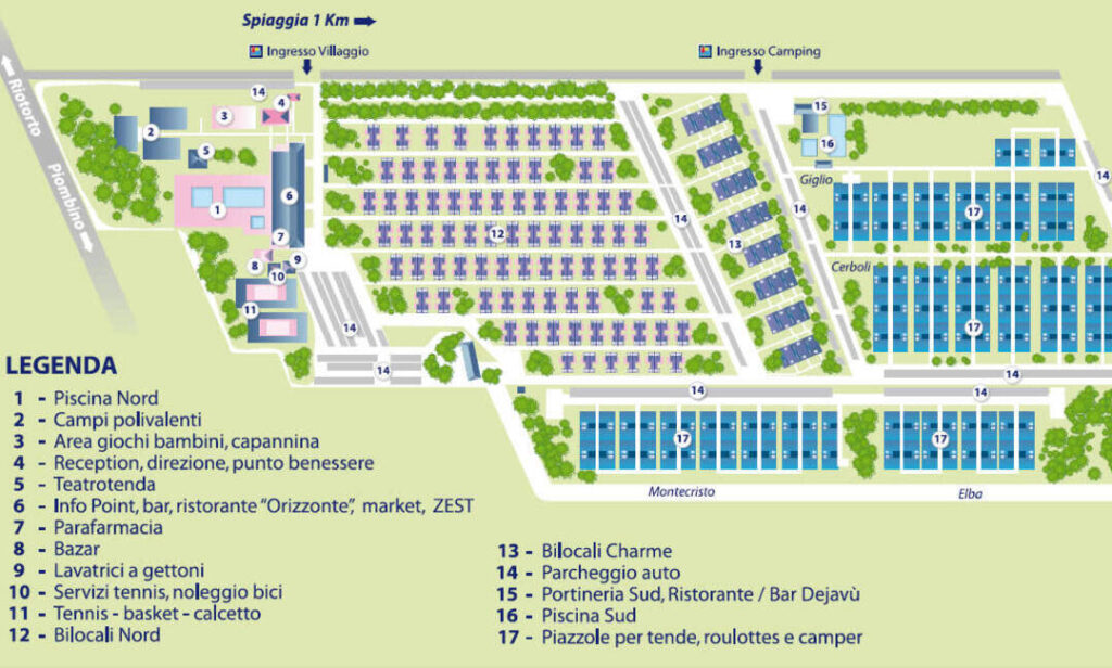 Kaart en plattegrond van Camping Villaggio Orizzonte