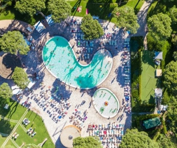 Camping Cieloverde Toscane bovenaazicht van de camping